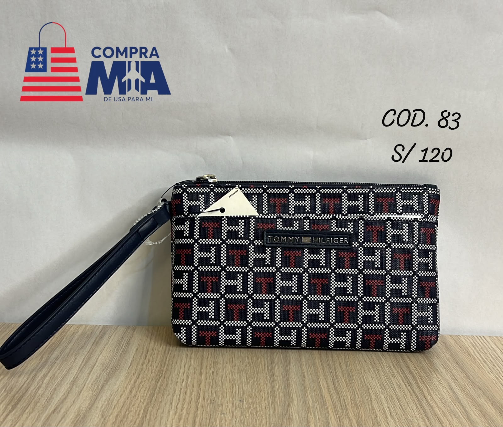 Sobre muñequera azul con rojo holograma TH