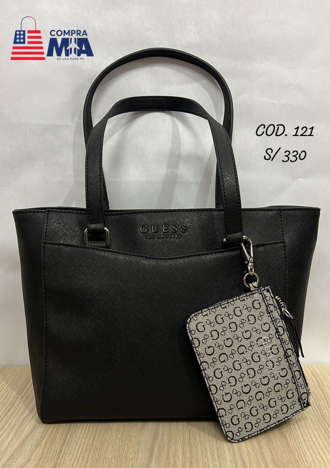 Cartera negra mediana Guess
