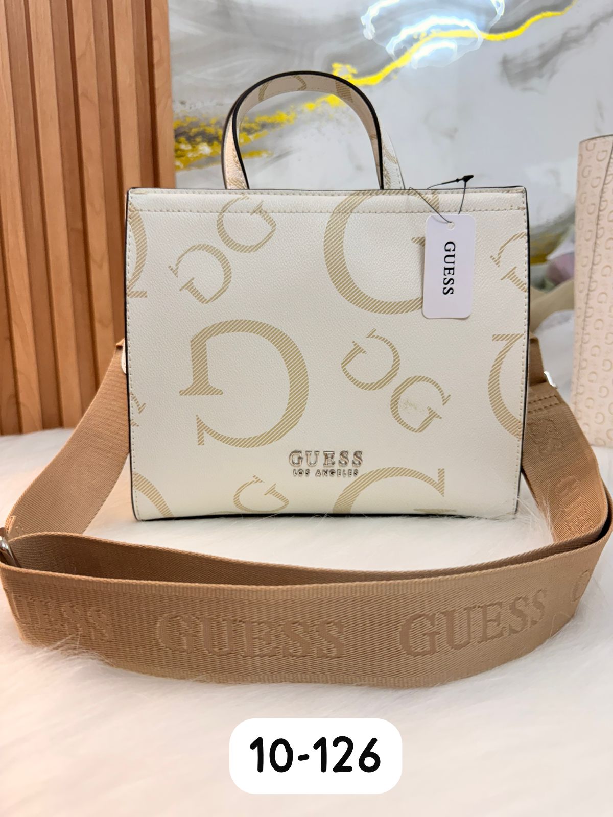 Carterita pequeña blanco con beige Guess