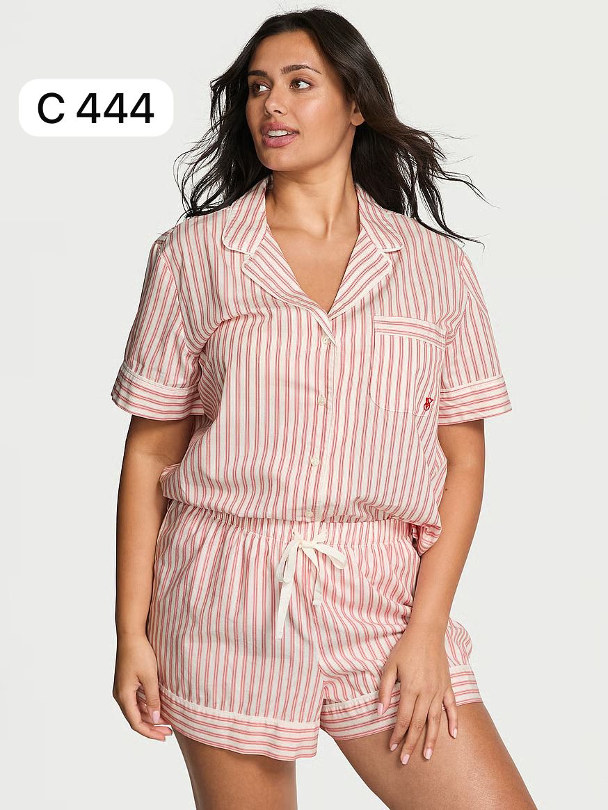 Heritage Cotton Short Pajama Set / Pijama Lineas rojo VS Talla M