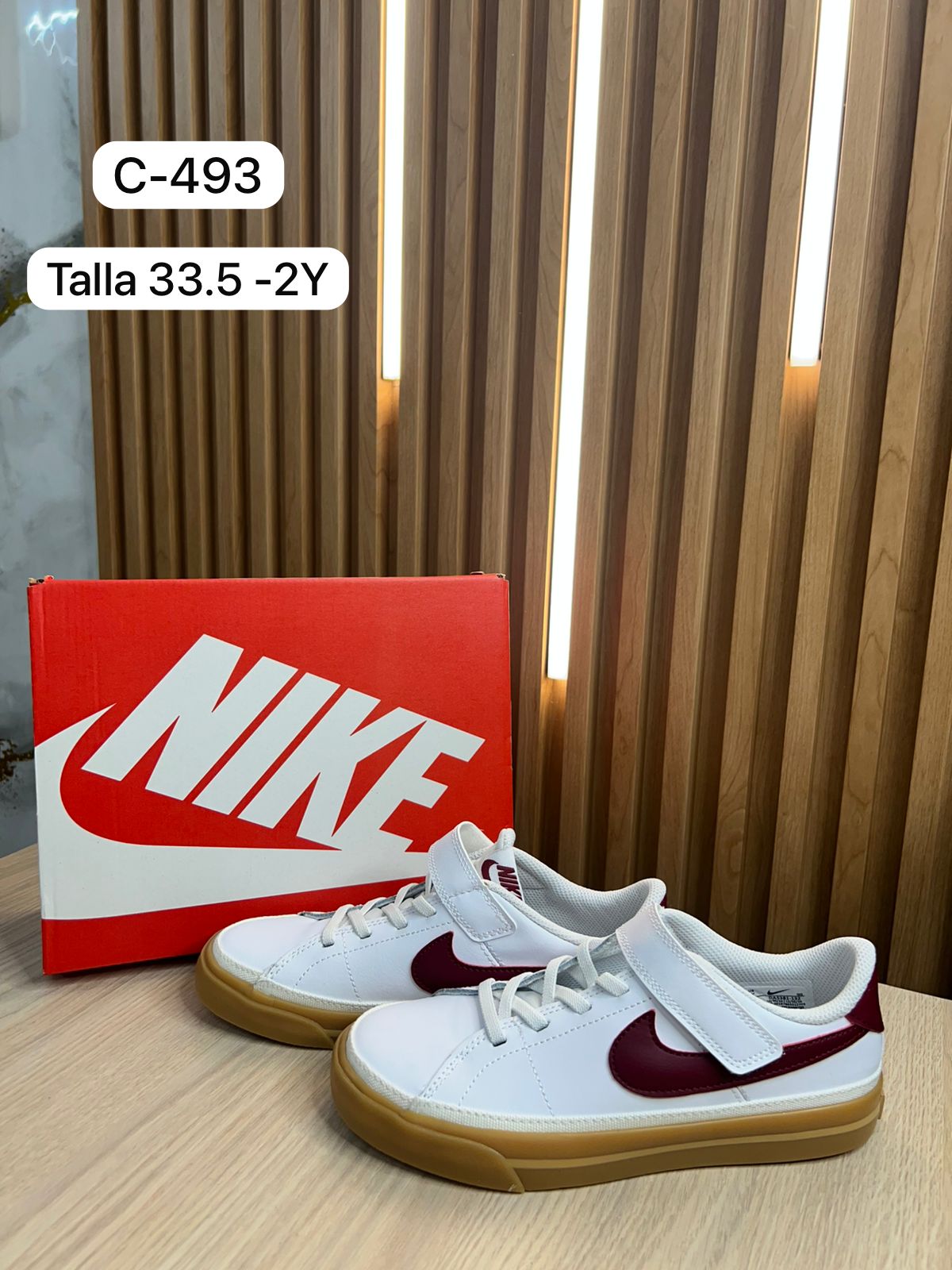 ZAPATILLAS NIÑO COURT LEGACY BLANCO CON GUINDA TALLA 2Y