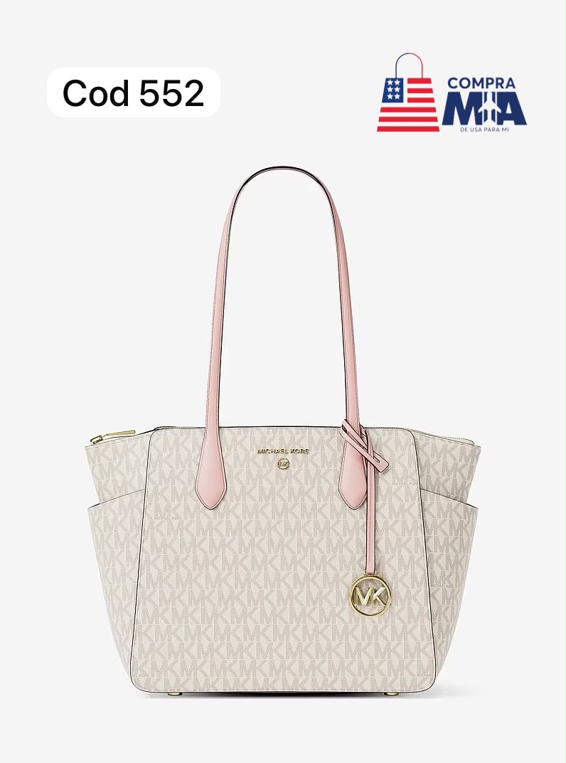 MARILYN TOTE BAG MEDIANO CREMA CON ROSADO