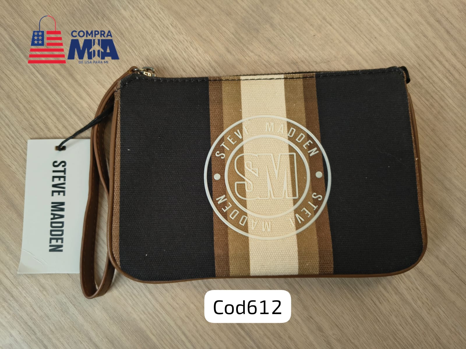 MUÑEQUERA STEVE MADEN NEGRO CON MARRON 