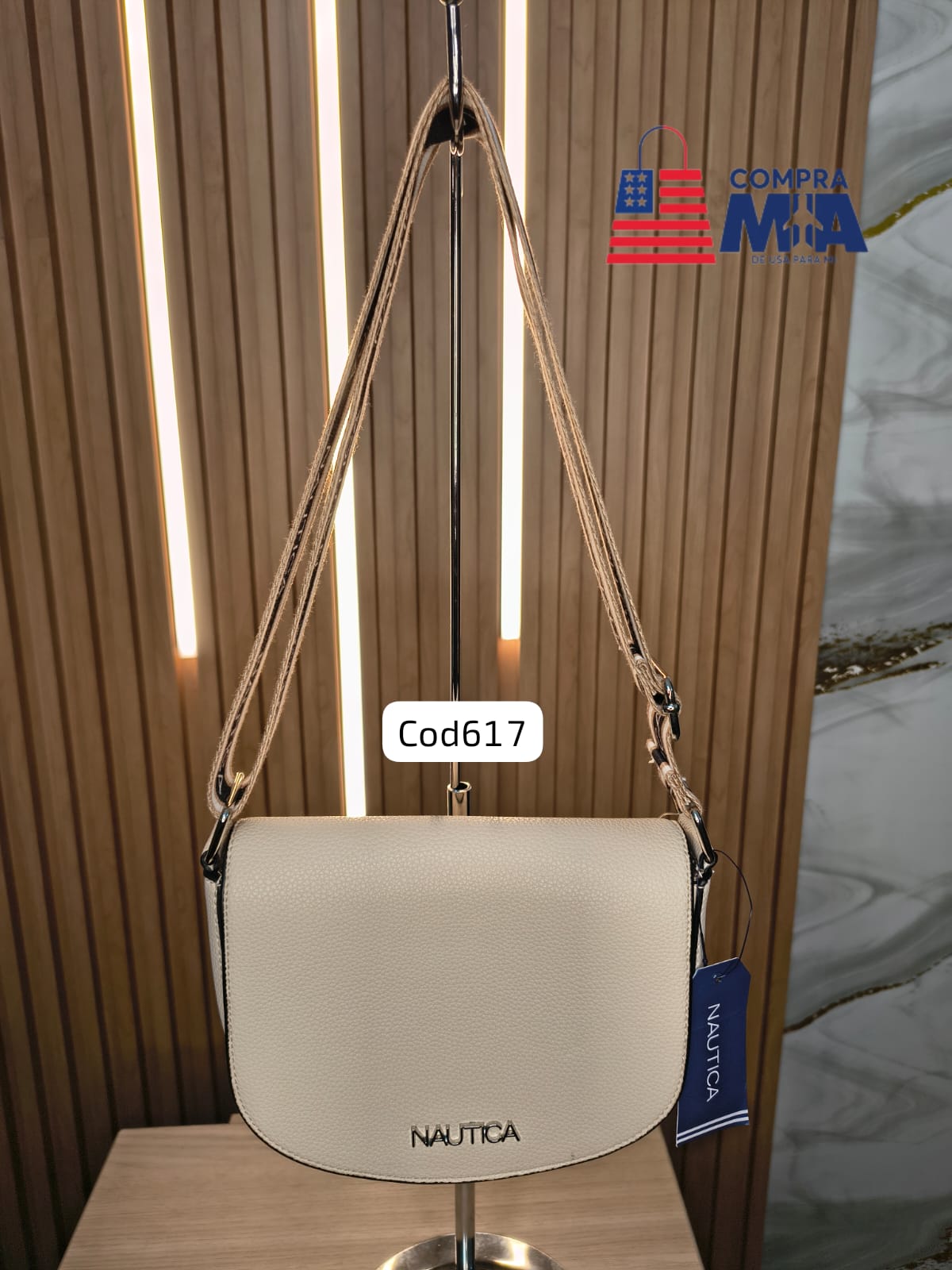 CROSSBODY HUESO CON MARRON 