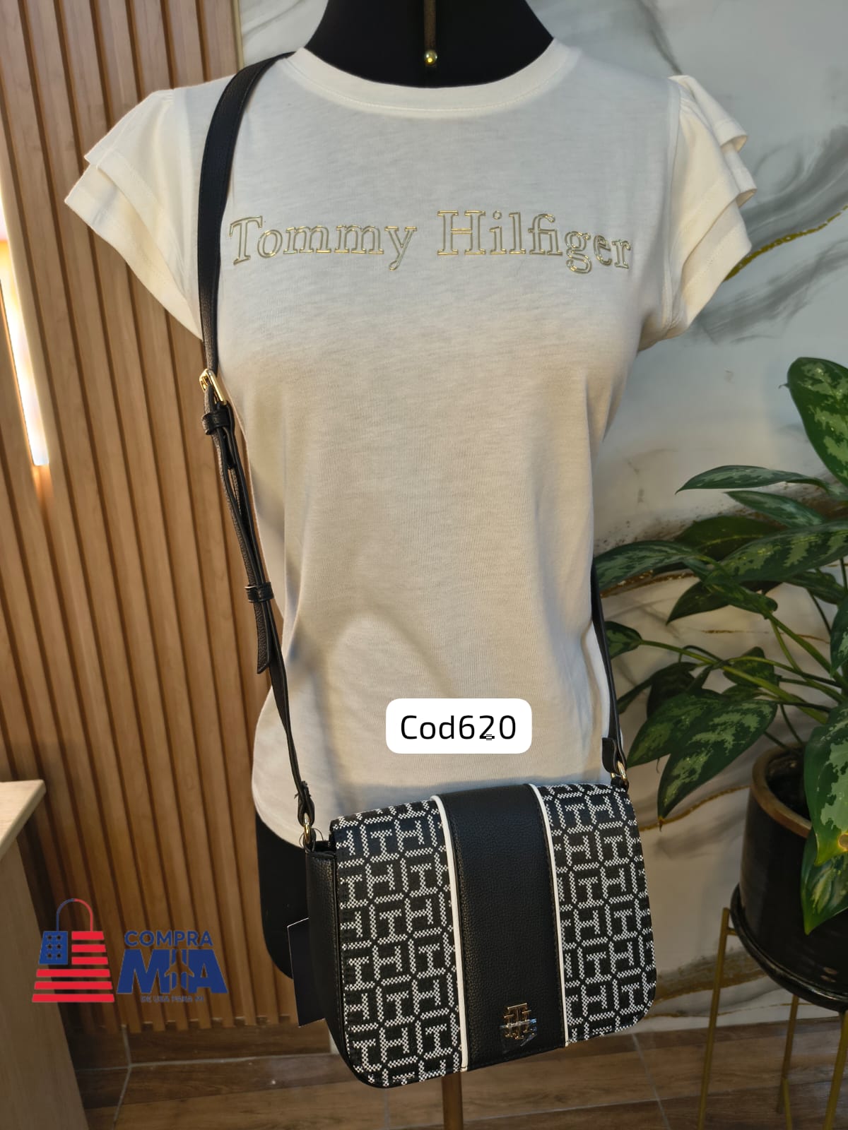 Morral negro monograma griis con blanco 
