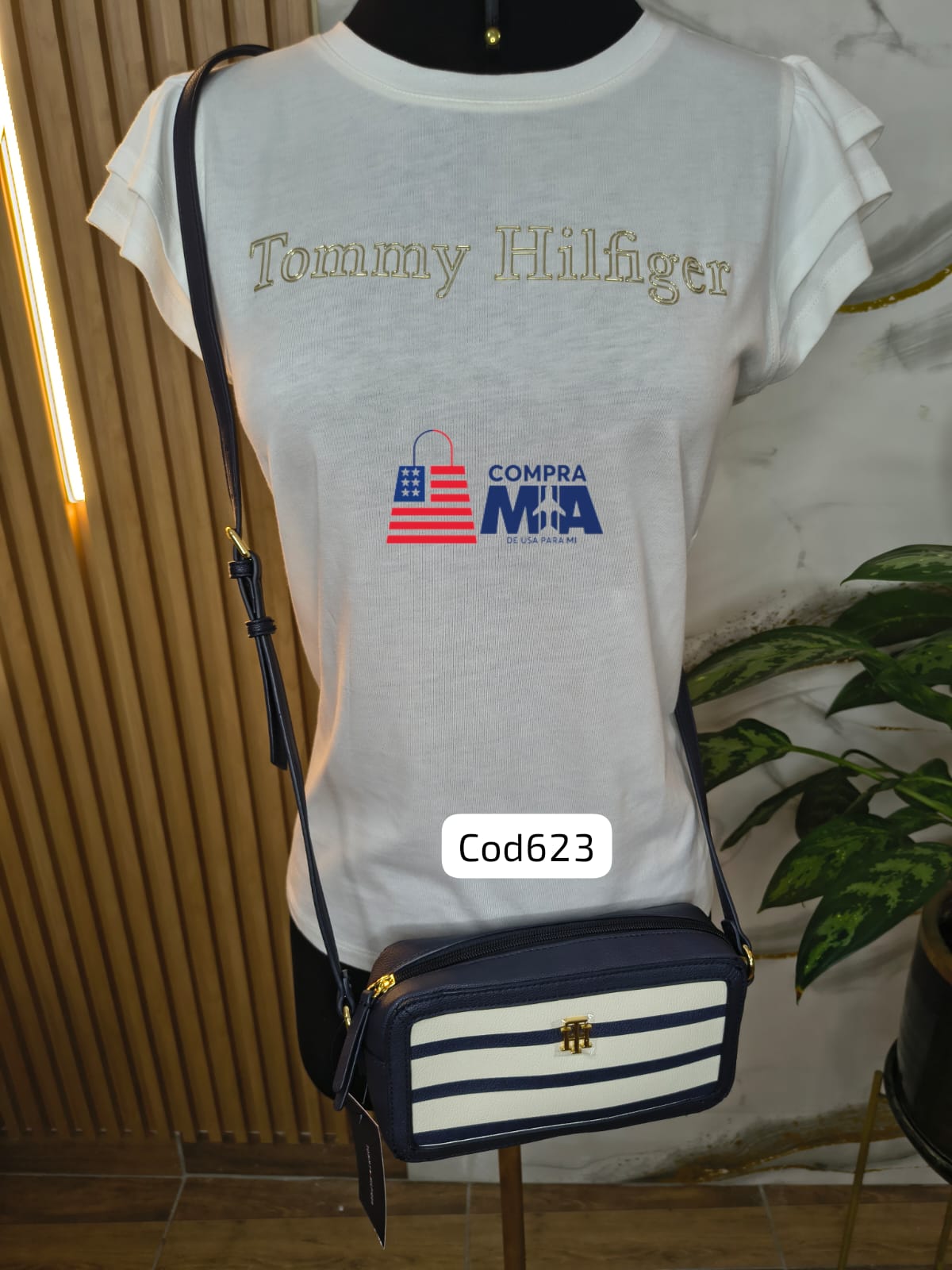 Morral Th Blanco con azul 