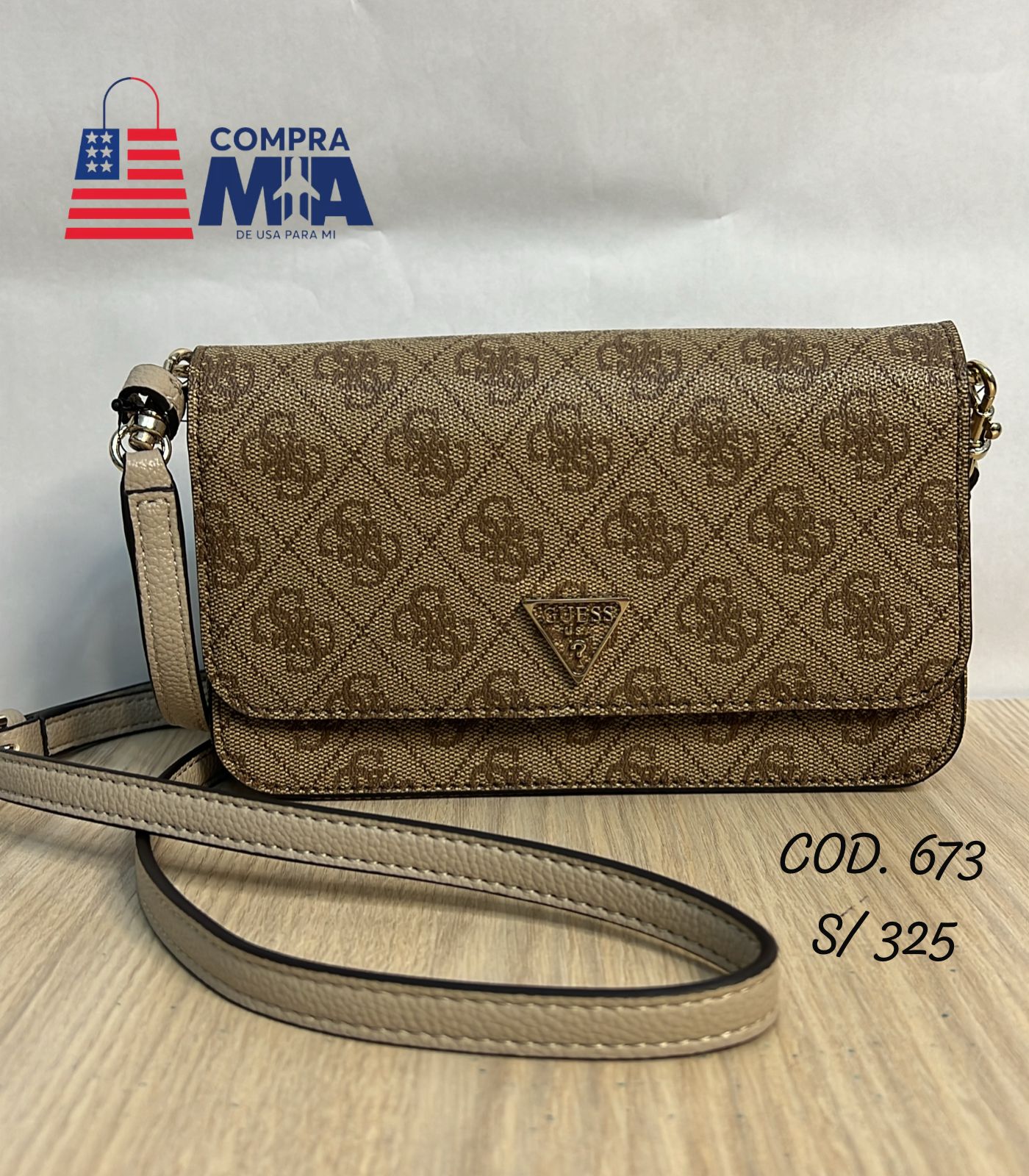 Crossbody Guess Marron Modelo Noelle 