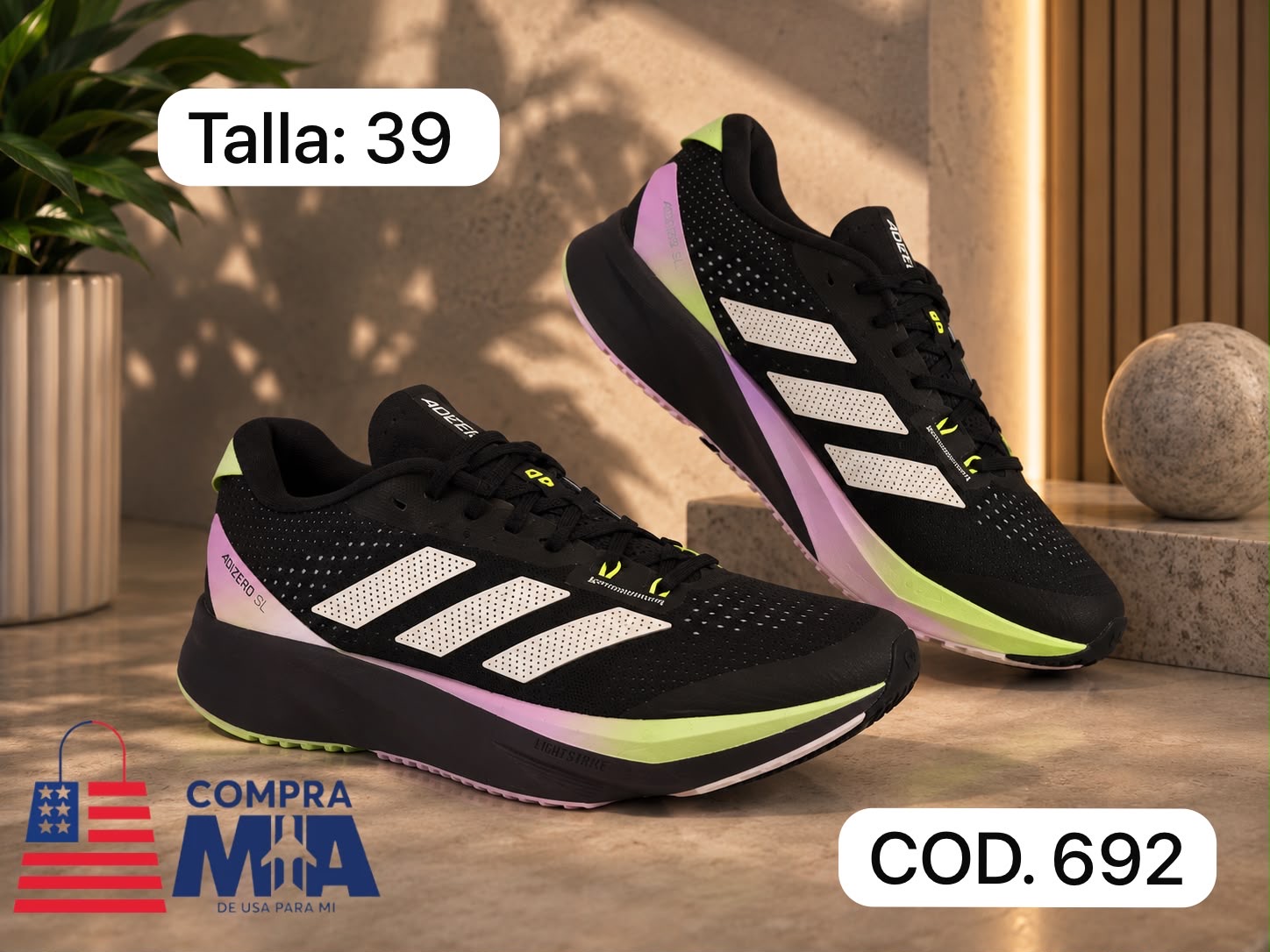Zapatillas Adidas Adizero Mujer negro 39