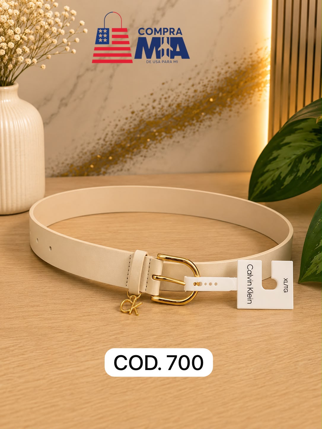 CORREA HUESO CK CON DORADO XL 