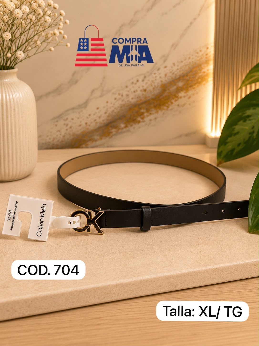 CORREA NEGRA CON LOGO CK XL
