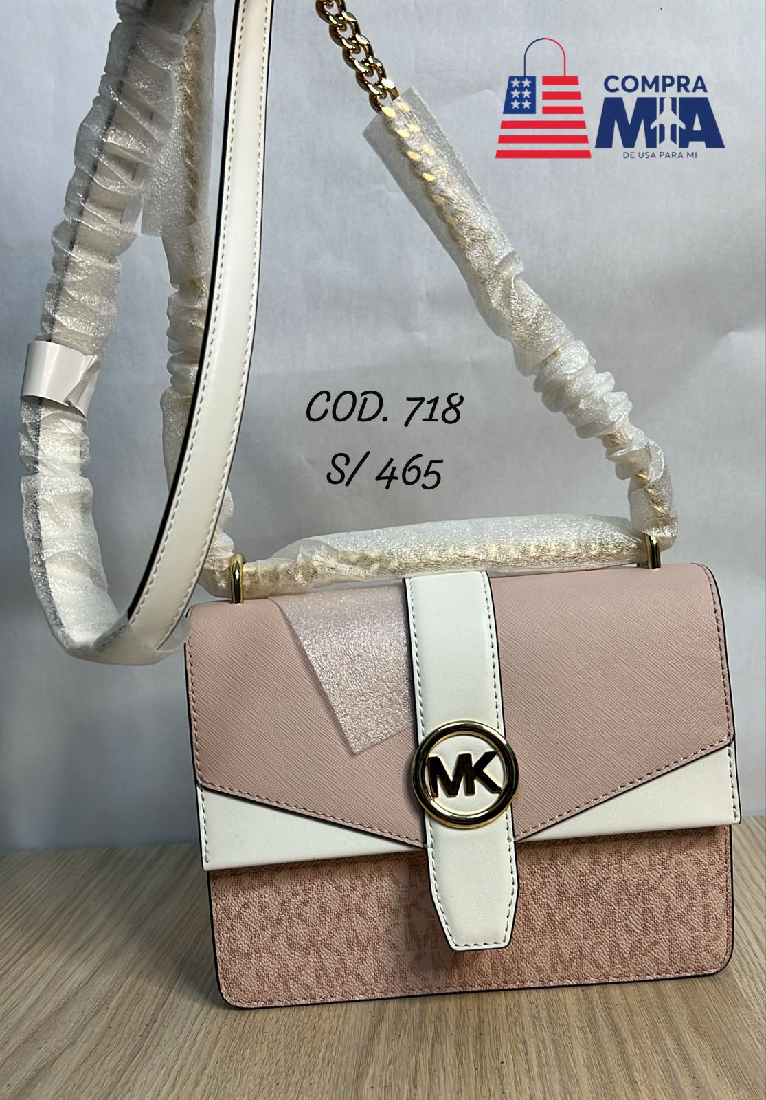 CROSSBODY ROSADO CON BLANCO