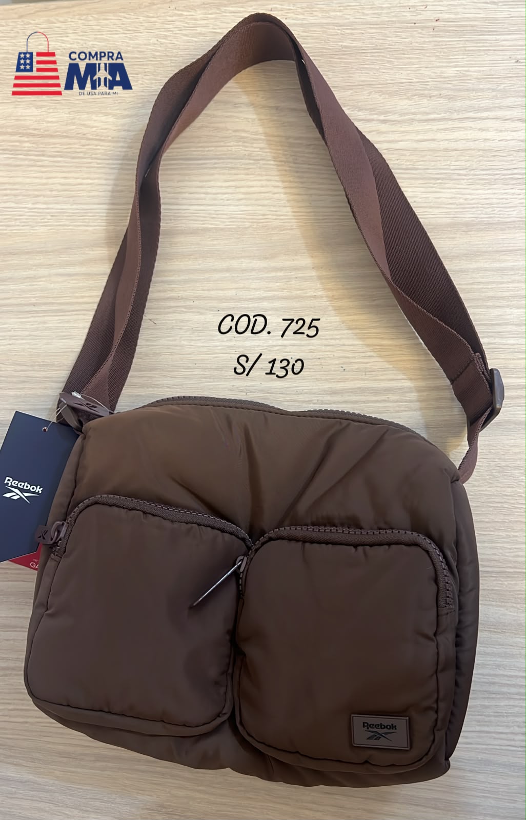 Bolso deportivo marron reebok 