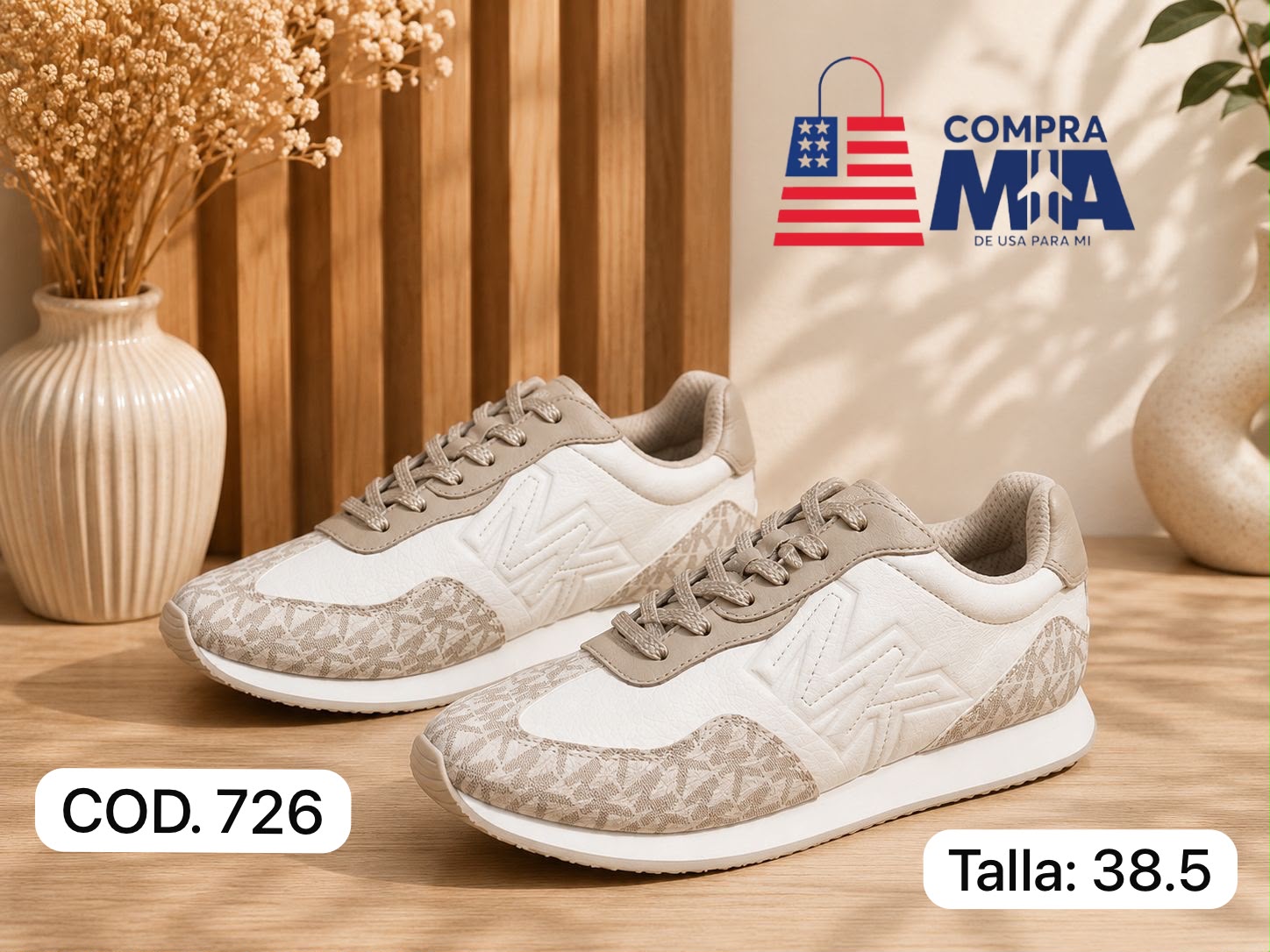 ZAPATILLAS CON MONOGRAMA BEIGE TALLA 7.5