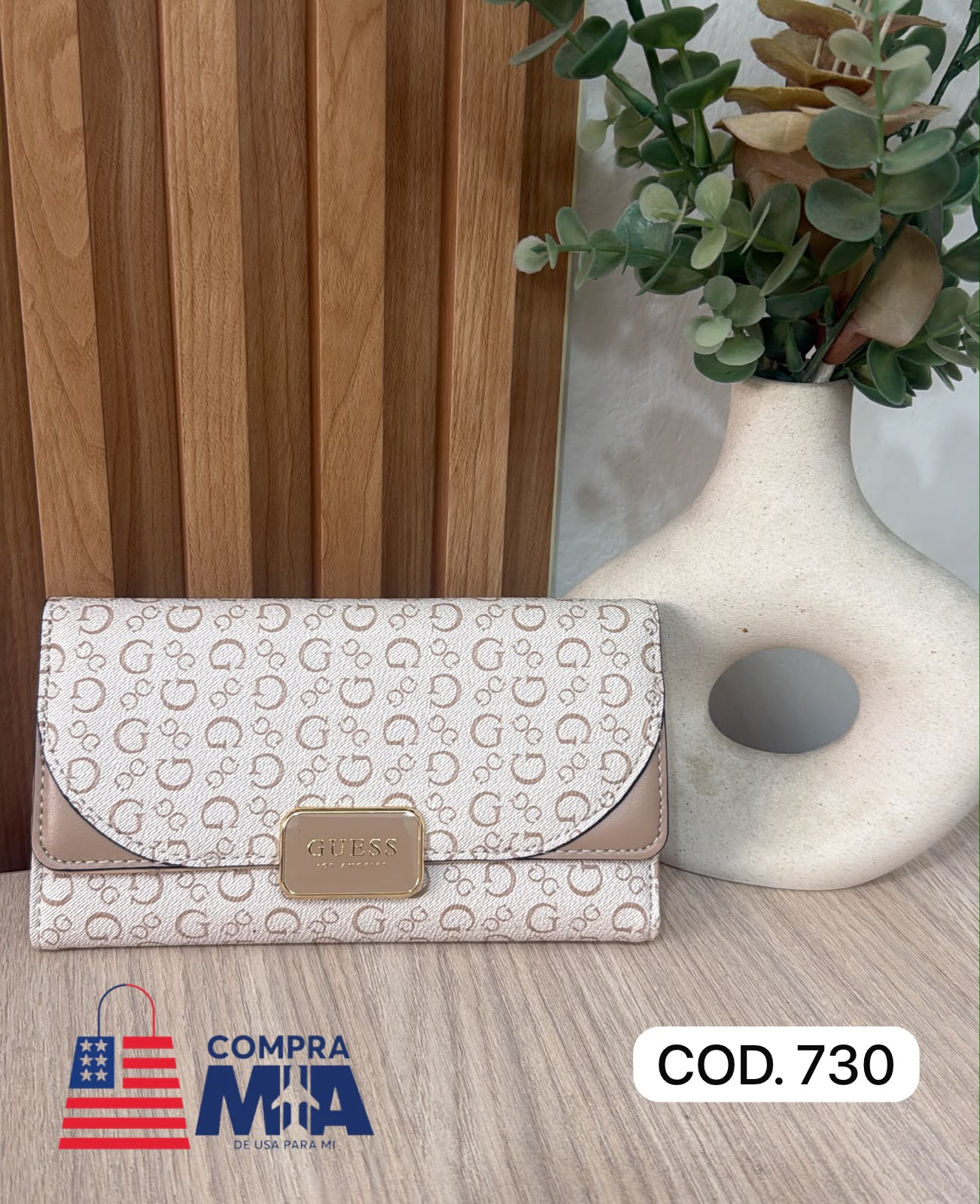 Billetera Guess Nude Beige con crema