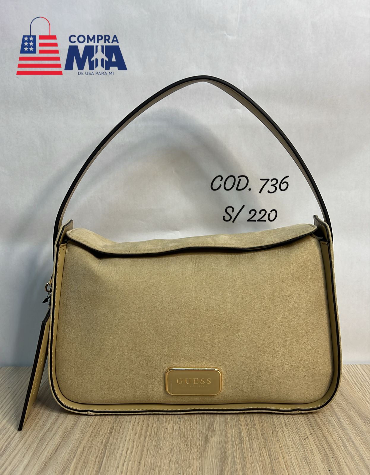 Bolso Guess gamuza beige 
