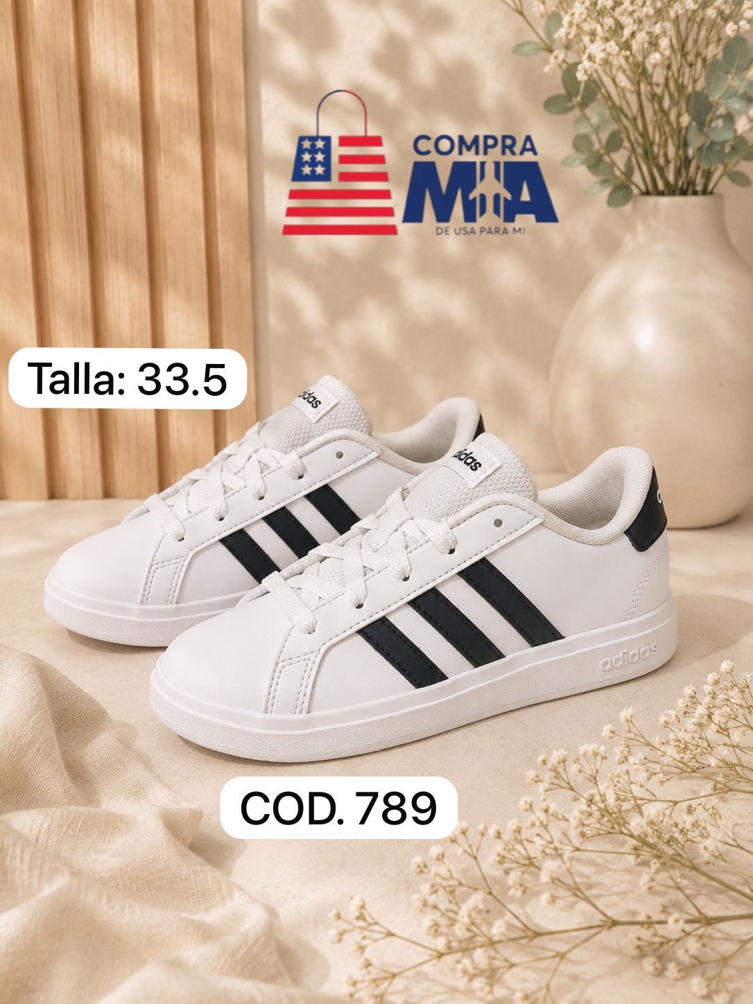 zapatillas niños blancas con negro niño talla 33.5