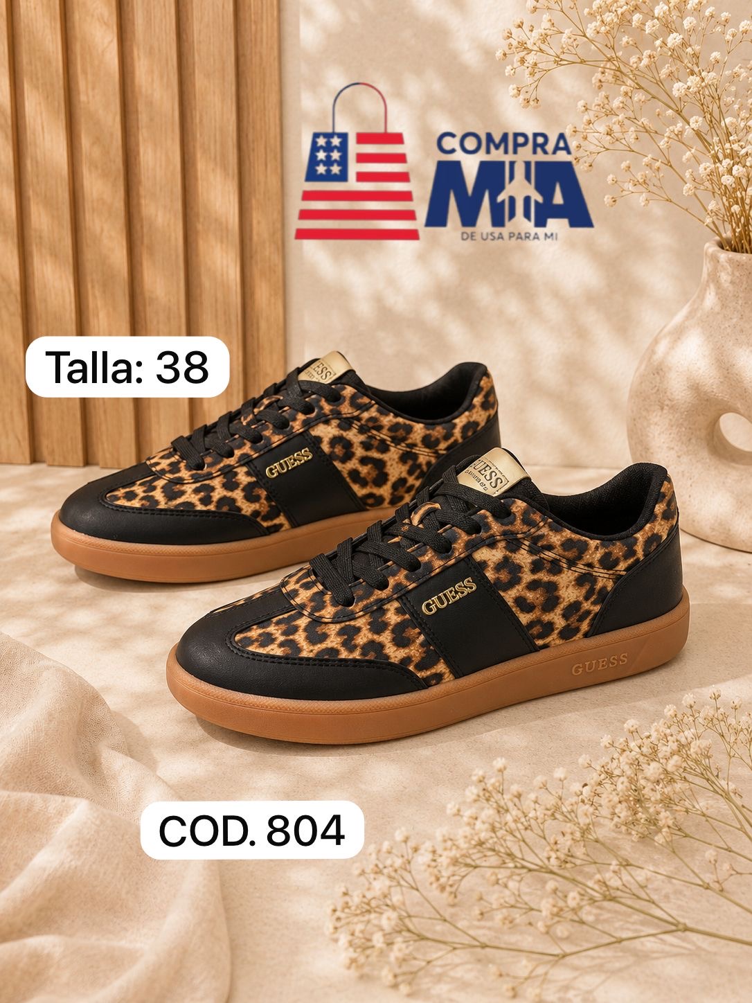 zapatillas mujer color marron animal print talla 38