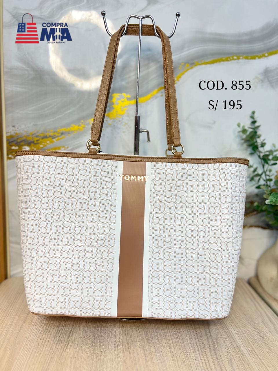 CARTERA TOTE TOMMY COLOR HUESO 