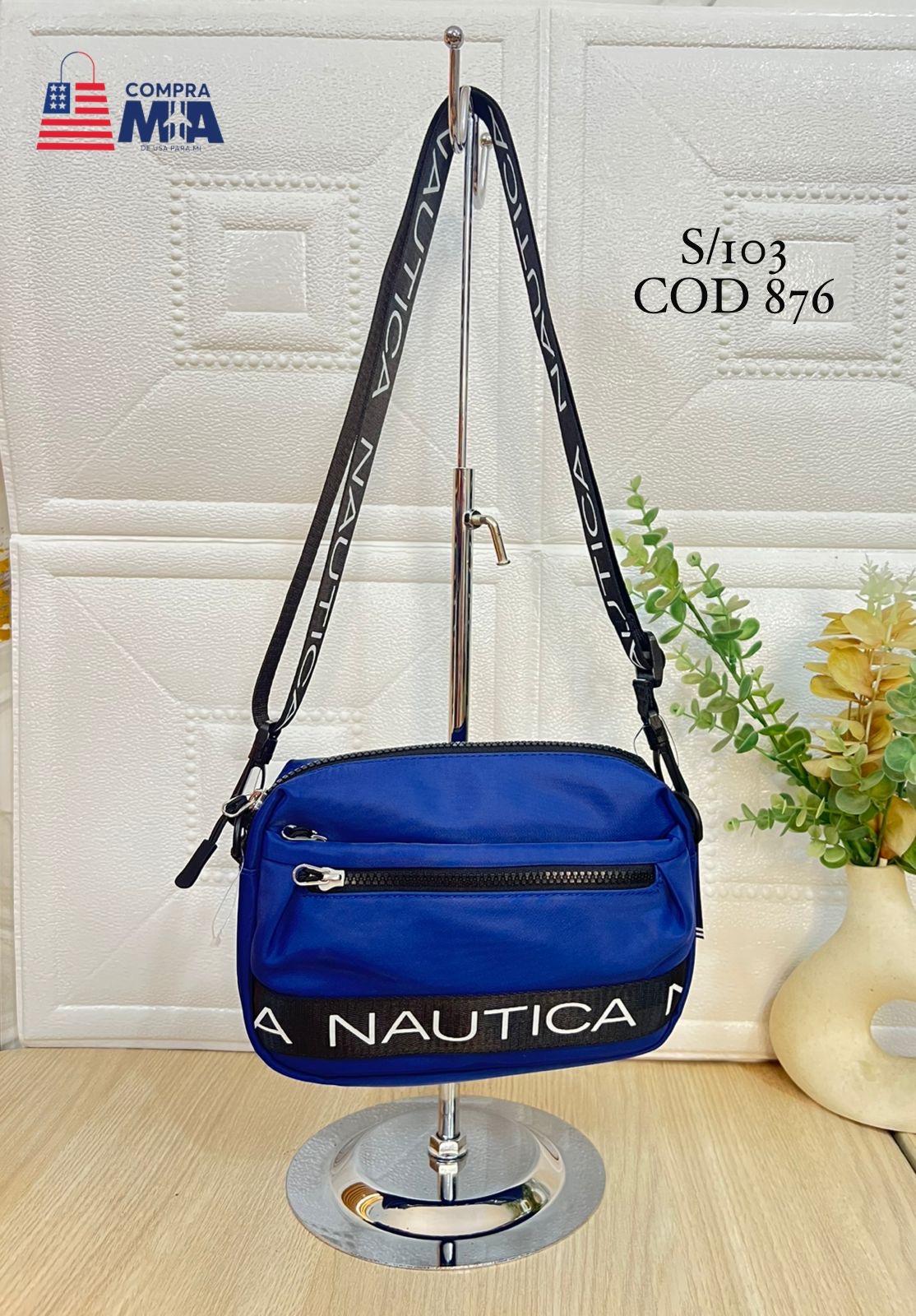 CARTERA AZUL NAUTICA TELA MOJADA