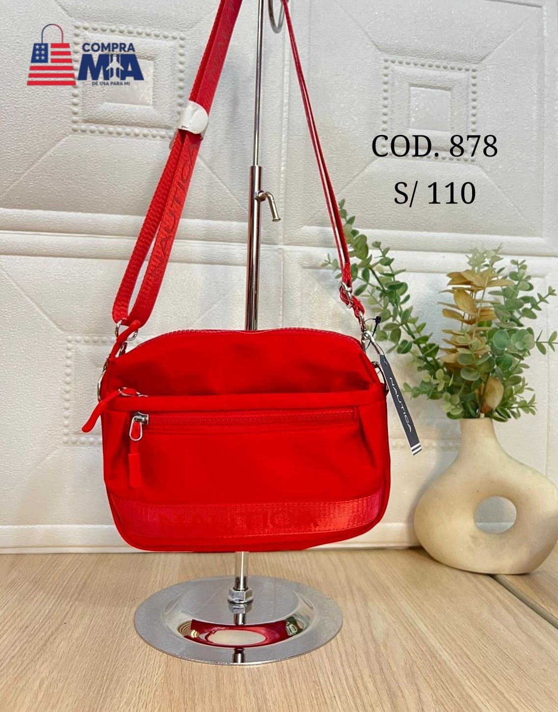 CARTERA NAUTICA COLOR ROJO TELA MOJADA