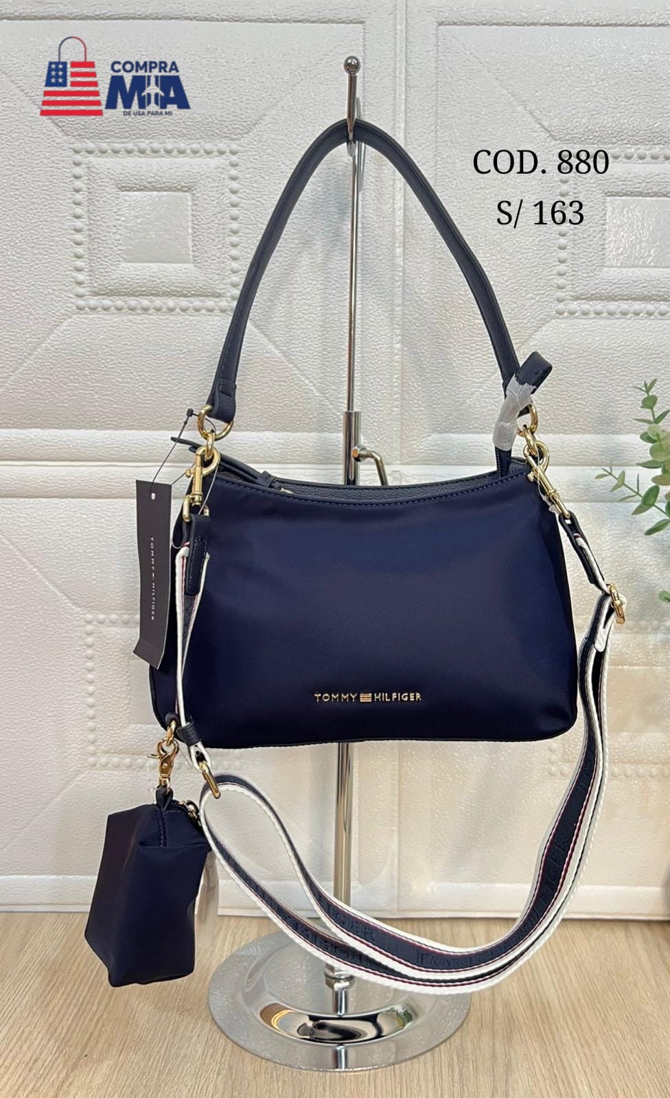 CARTERA TELA MOJADA TOMMY COLOR AZUL 