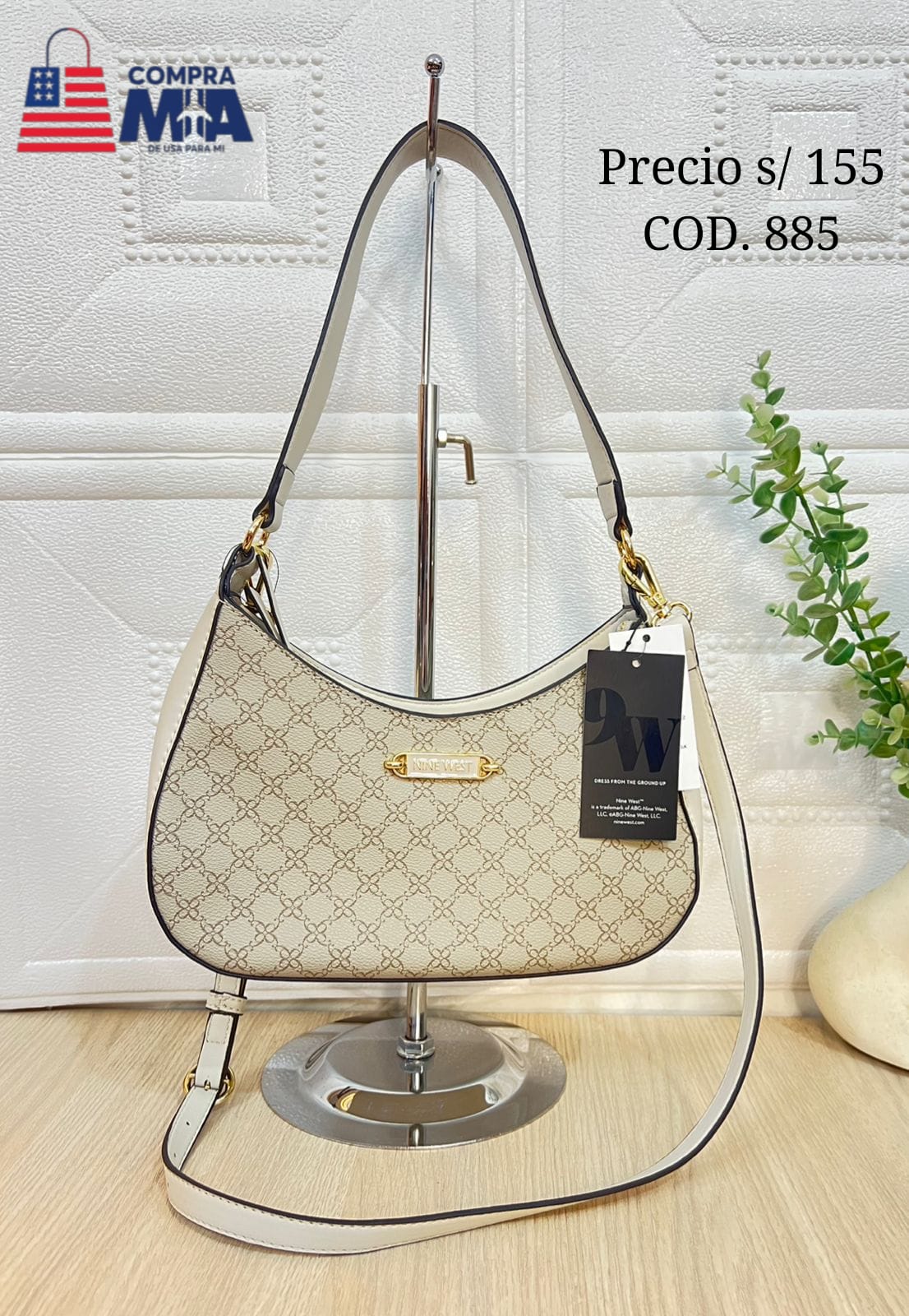 CARTERA BAGUETTE COLOR HUESO NINE WEST